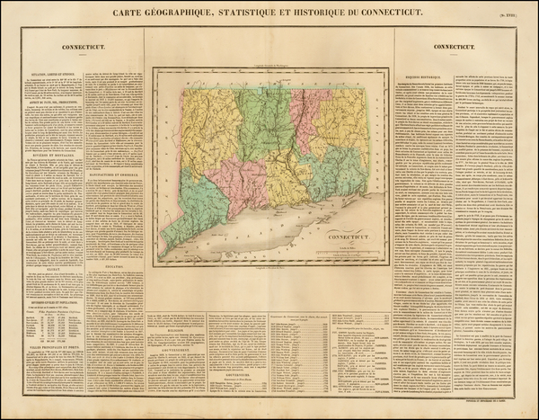 89-New England and Connecticut Map By Jean Alexandre Buchon