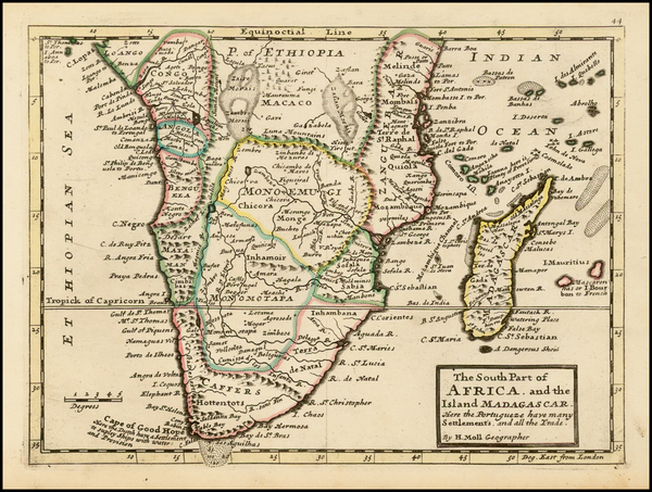 86-South Africa, East Africa and African Islands, including Madagascar Map By Herman Moll