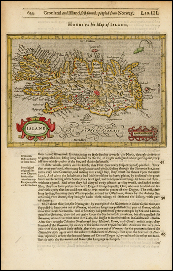 77-Iceland Map By Henricus Hondius