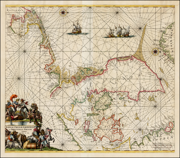 60-Netherlands, Scandinavia, Denmark and Germany Map By Frederick De Wit