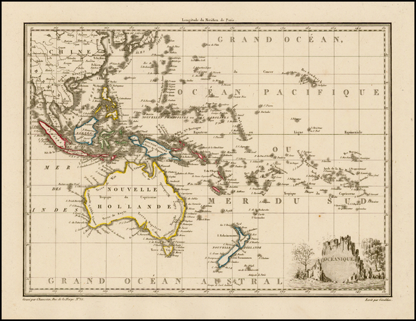 13-Australia & Oceania, Australia, Oceania, New Zealand and Hawaii Map By Conrad Malte-Brun