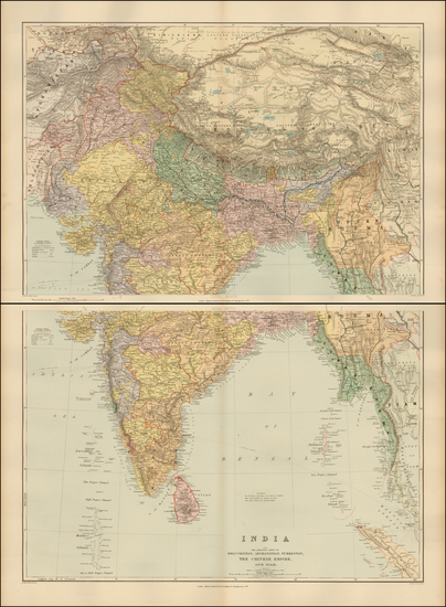 62-China, India and Central Asia & Caucasus Map By Edward Stanford