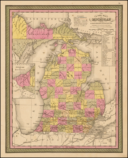 46-Midwest Map By Samuel Augustus Mitchell