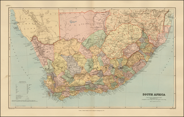 73-Africa, Africa and South Africa Map By Edward Stanford