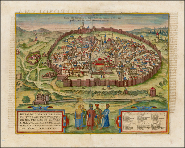 2-Holy Land Map By Georg Braun  &  Frans Hogenberg