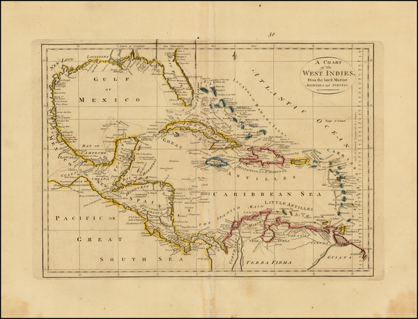 37-Caribbean Map By Mathew Carey