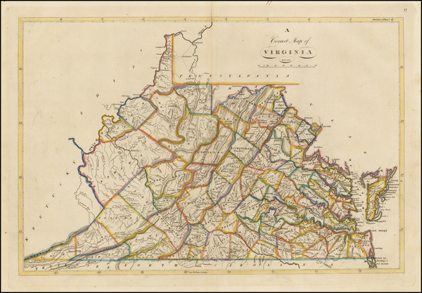 14-Virginia Map By Mathew Carey