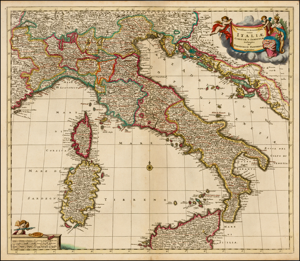 81-Italy Map By Theodorus I Danckerts