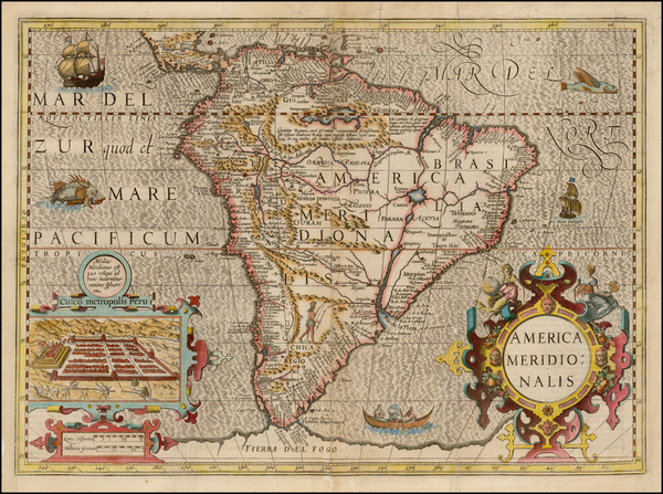 84-South America Map By Jodocus Hondius