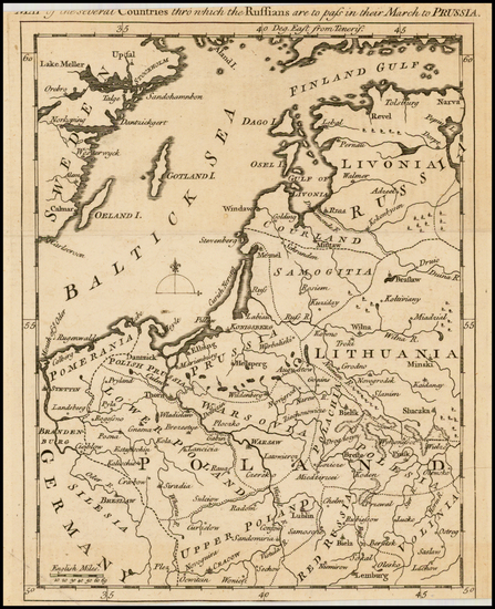 25-Poland, Russia and Baltic Countries Map By Gentleman's Magazine