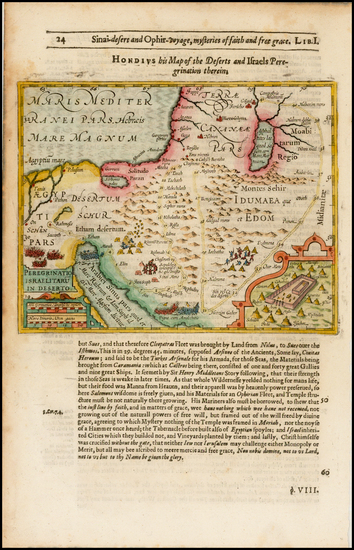 6-Middle East and Holy Land Map By Jodocus Hondius / Samuel Purchas