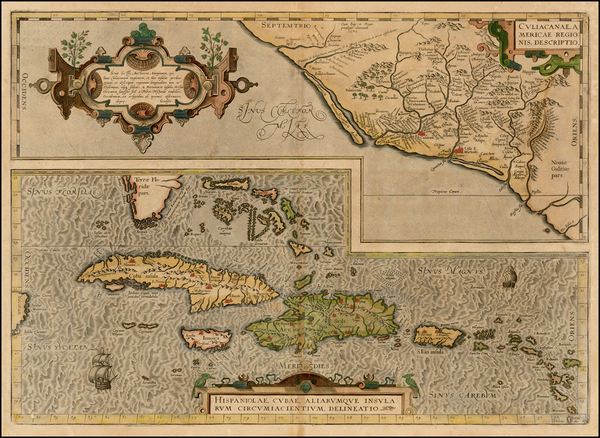 81-Mexico and Caribbean Map By Abraham Ortelius