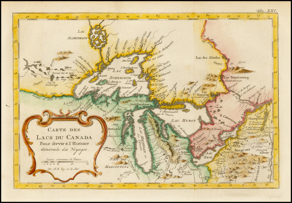 74-Midwest and Canada Map By Jacques Nicolas Bellin