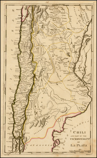 53-South America, Argentina and Chile Map By Mathew Carey