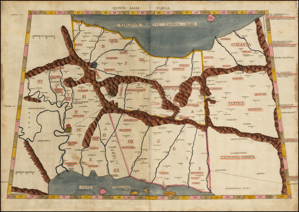 17-Middle East Map By Claudius Ptolemy / Conrad  Swenheym 