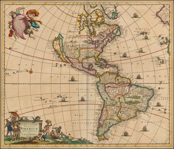 100-South America and America Map By Justus Danckerts