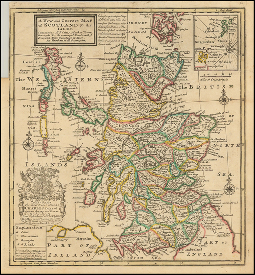 44-Scotland Map By Hermann Moll