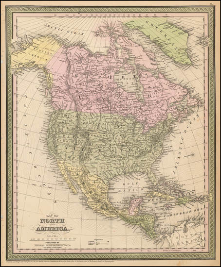 45-North America Map By Thomas, Cowperthwait & Co.