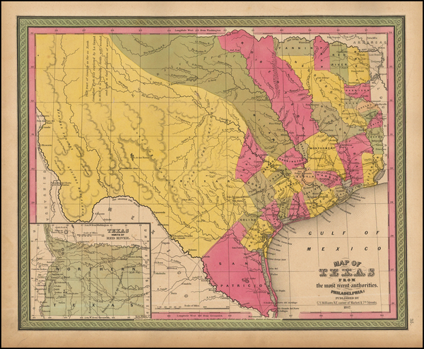 80-Texas Map By Samuel Augustus Mitchell