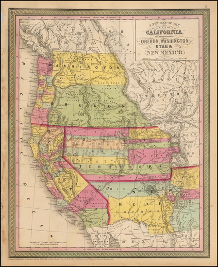33-Southwest, Rocky Mountains and California Map By Thomas, Cowperthwait & Co.