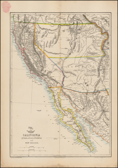 66-Southwest, Rocky Mountains, Baja California and California Map By Theodore Ettling / Weekly Dis
