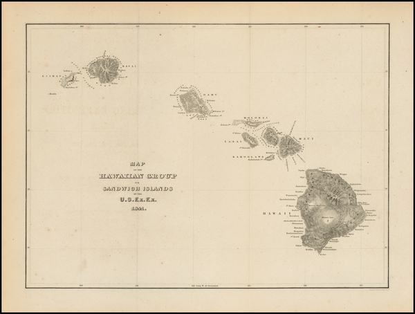 53-Hawaii and Hawaii Map By Charles Wilkes