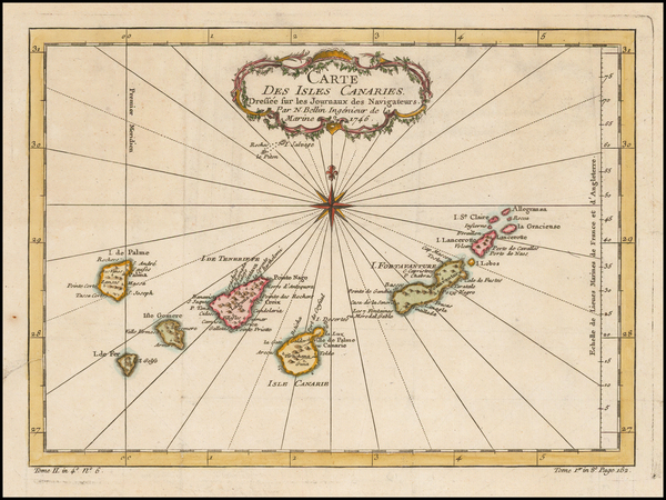 69-Portugal and Balearic Islands Map By Jacques Nicolas Bellin