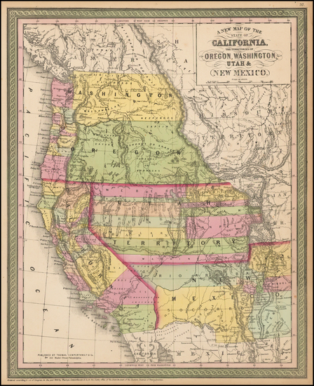 2-Southwest, Rocky Mountains and California Map By Thomas, Cowperthwait & Co.