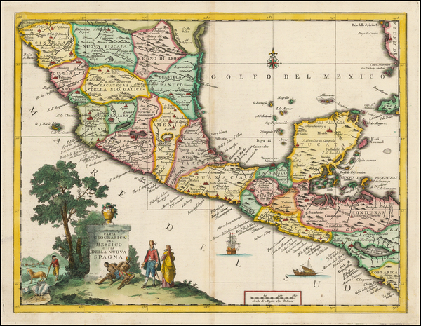 50-Mexico and Central America Map By Giambattista Albrizzi