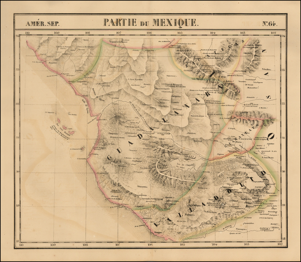 38-Mexico Map By Philippe Marie Vandermaelen