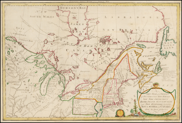 23-United States, New England, Midwest and Canada Map By Cornelius Tiebout