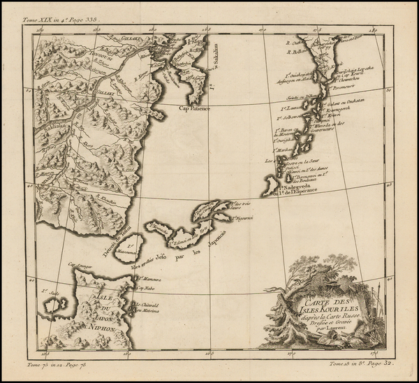 57-China, Japan and Russia in Asia Map By Jacques Nicolas Bellin