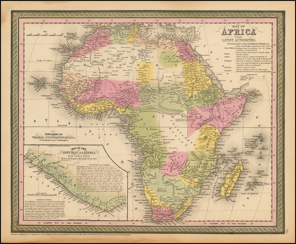 25-Africa Map By Thomas, Cowperthwait & Co.