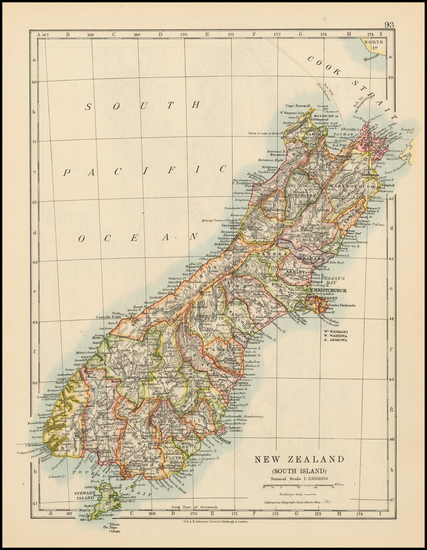 14-New Zealand Map By W. & A.K. Johnston