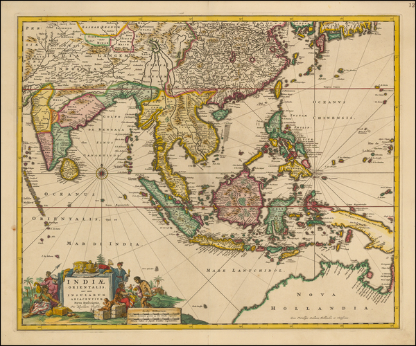 100-China, India, Southeast Asia and Australia Map By Nicolaes Visscher I