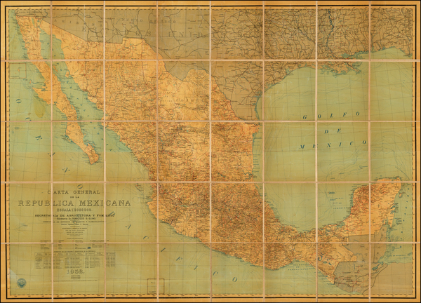 92-Texas, Southwest, Mexico and Baja California Map By Secretaria De Agricultura