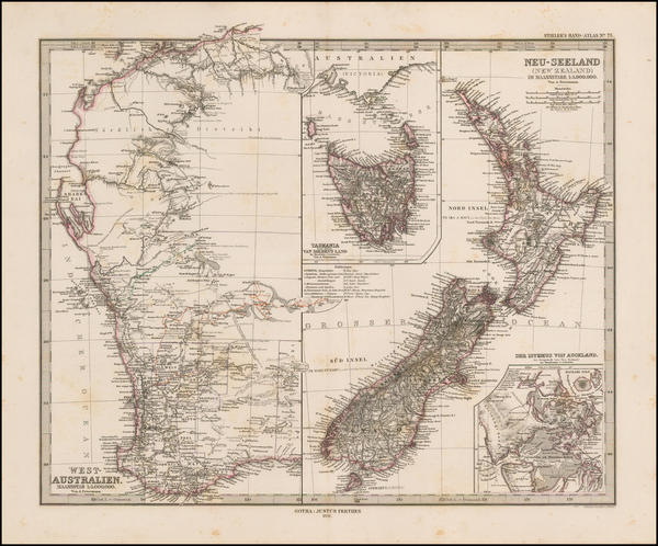 27-Australia and New Zealand Map By Adolf Stieler