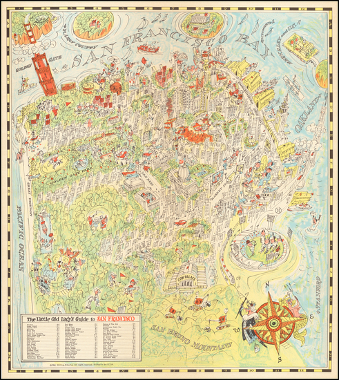 2-Pictorial Maps and San Francisco & Bay Area Map By Bill Shilling  &  George Alburtus