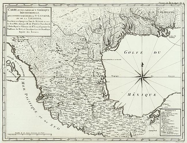 63-South, Texas, Southwest and Mexico Map By Pierre de Pages