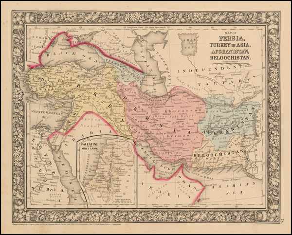 79-Persia & Iraq and Turkey & Asia Minor Map By Samuel Augustus Mitchell Jr.