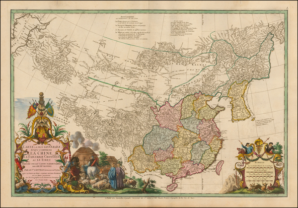 83-China, Korea and Central Asia & Caucasus Map By Jean André Dezauche / Jean-Baptiste 