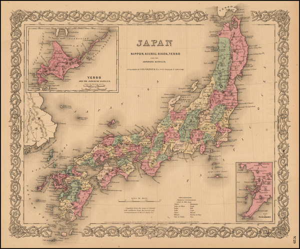 53-Japan Map By Joseph Hutchins Colton