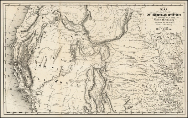 56-Southwest, Rocky Mountains and California Map By Joseph Hutchins Colton