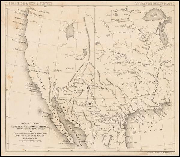 34-Midwest, Southwest, Rocky Mountains, Mexico and California Map By U.S. Pacific RR Survey