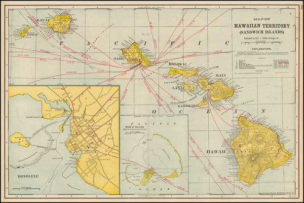 99-Hawaii and Hawaii Map By George F. Cram