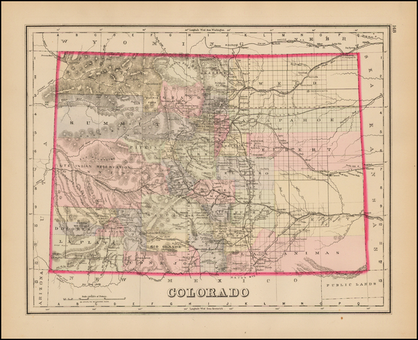 14-Southwest, Rocky Mountains and Colorado Map By O.W. Gray