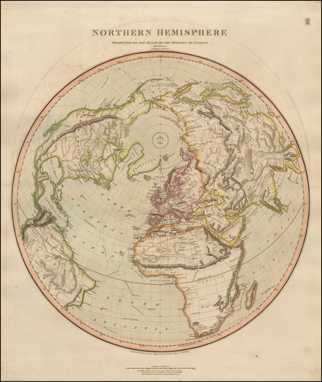 92-Northern Hemisphere, Polar Maps, Alaska and North America Map By John Thomson