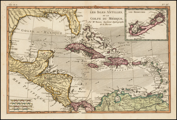 74-Mexico, Caribbean and Central America Map By Rigobert Bonne