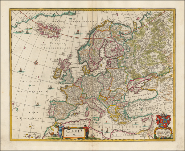 24-Europe and Europe Map By Nicolaes Visscher I