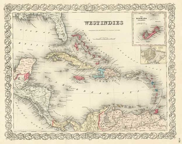 93-World, Atlantic Ocean, Australia & Oceania and Oceania Map By Joseph Hutchins Colton